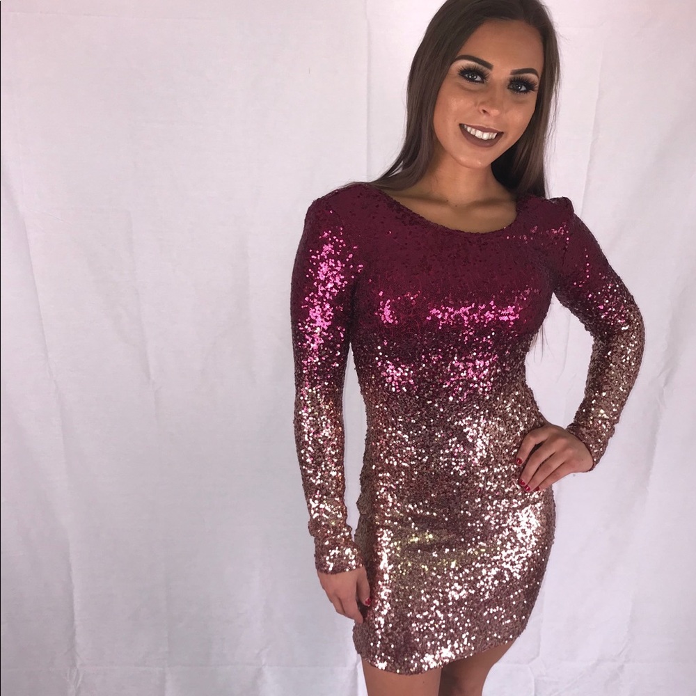 Long Sleeve Sequin Fashion Nova Dress